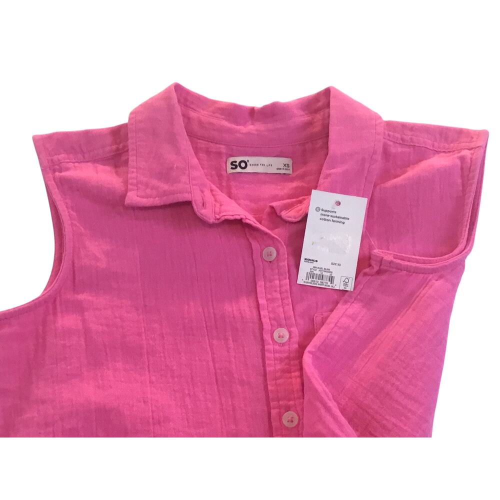 SO Pink Gauze Crinkle Bubble Bliss Sleeveless Top XS NWT